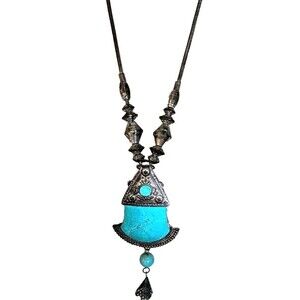 Turquoise Look Statement Southwestern Style Boho Necklace
